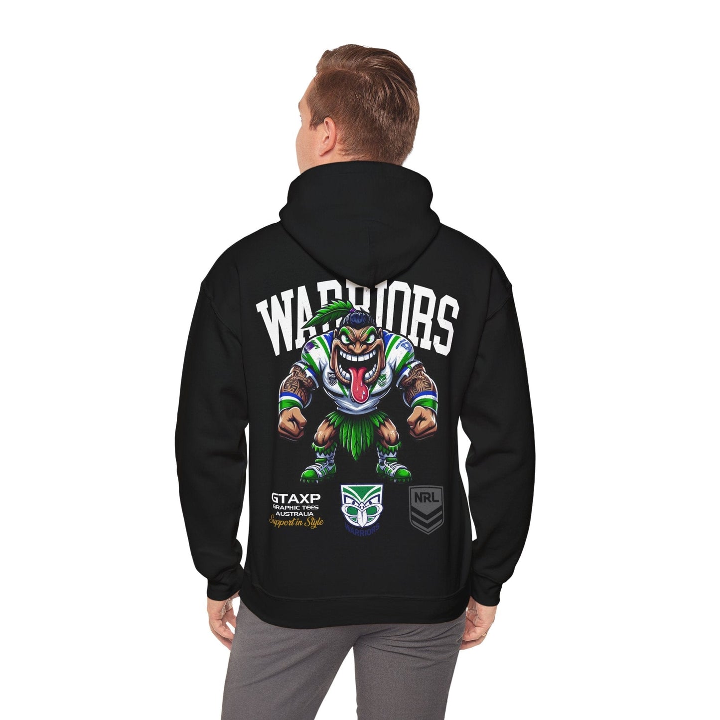 NZ Warriors Tiki Hoodie Printify Black / S Graphic T-Shirt Australia -  Cool Graphic T-Shirts Online - 