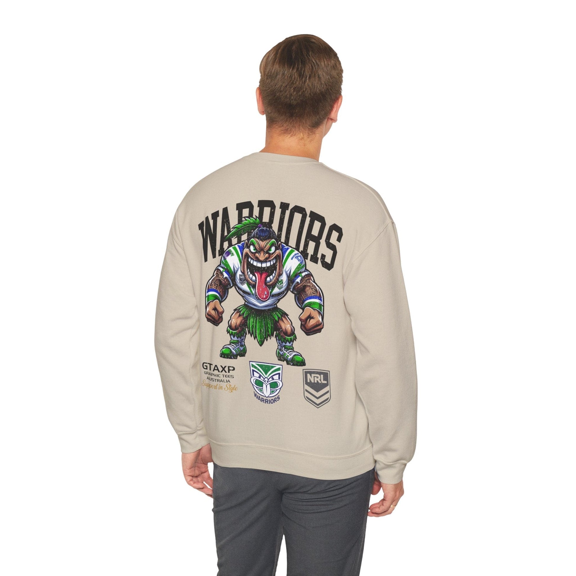 NZ Warriors Tiki Jumper Graphic Tees Australia Sand / S Graphic T-Shirt Australia -  Cool Graphic T-Shirts Online -  NZ Warriors Tiki Jumper | Warriors NRL Crew Sweater