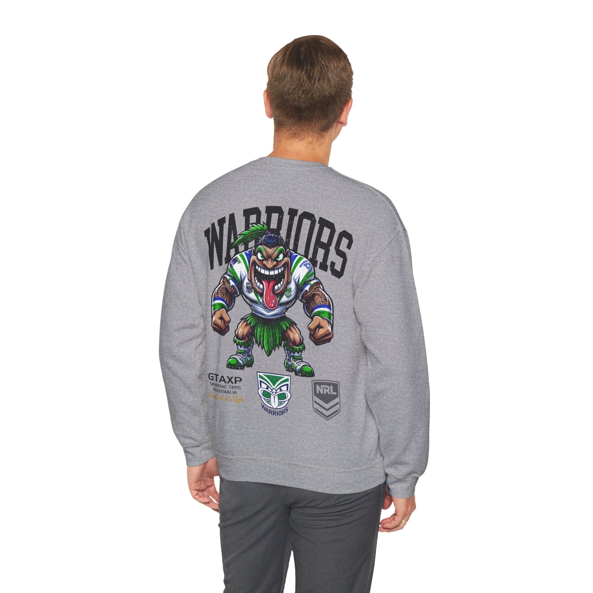 NZ Warriors Tiki Jumper Graphic Tees Australia Sport Grey / S Graphic T-Shirt Australia -  Cool Graphic T-Shirts Online -  NZ Warriors Tiki Jumper | Warriors NRL Crew Sweater