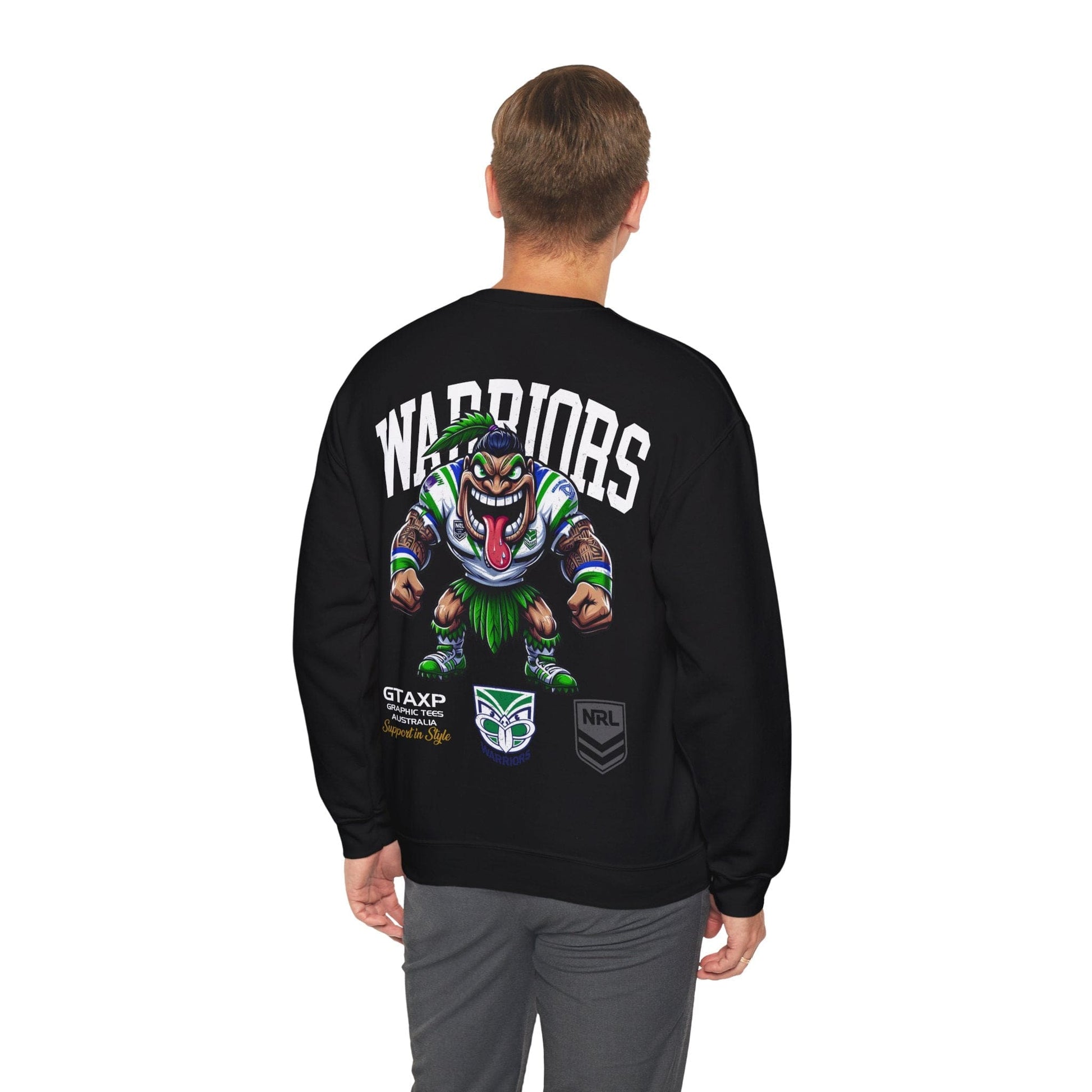 NZ Warriors Tiki Jumper Graphic Tees Australia Black / S Graphic T-Shirt Australia -  Cool Graphic T-Shirts Online -  NZ Warriors Tiki Jumper | Warriors NRL Crew Sweater