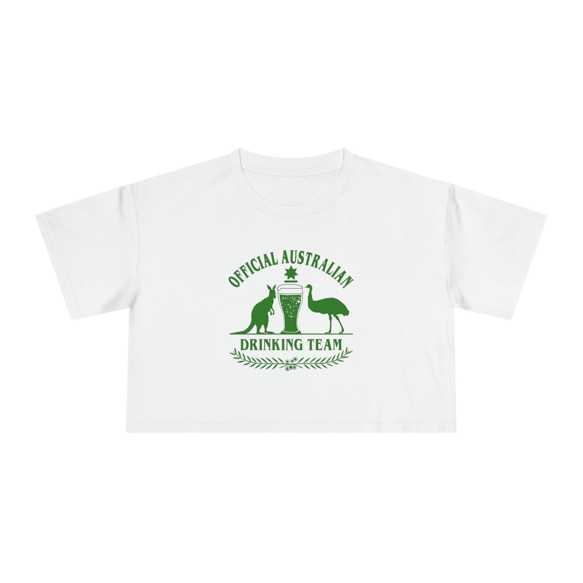 Official Australian Drinking Team Crop Tee Graphic Tees Australia Graphic T-Shirt Australia -  Cool Graphic T-Shirts Online - 