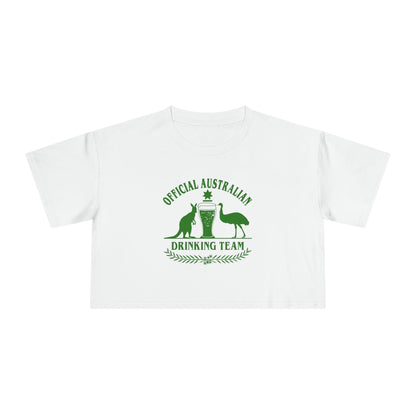 Official Australian Drinking Team Crop Tee Graphic Tees Australia Graphic T-Shirt Australia -  Cool Graphic T-Shirts Online - 