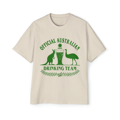 Official Australian Drinking Team Oversized Tee Graphic Tees Australia Ecru / S Graphic T-Shirt Australia -  Cool Graphic T-Shirts Online - 