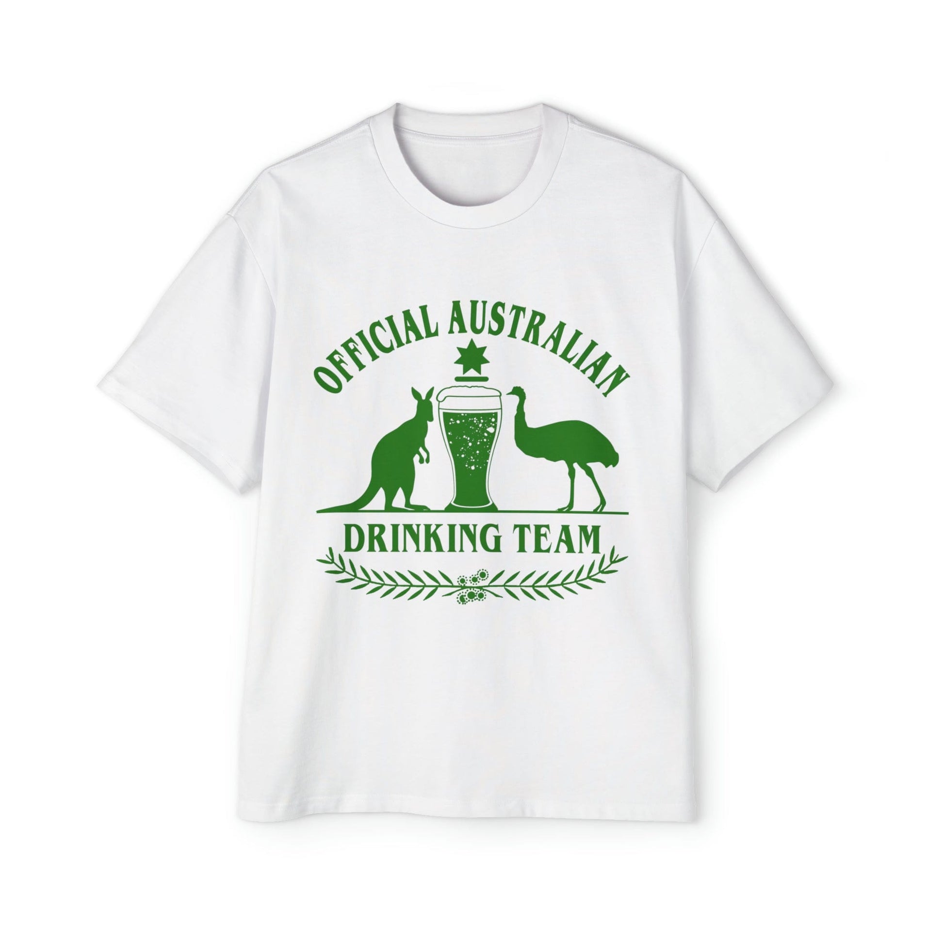 Official Australian Drinking Team Oversized Tee Graphic Tees Australia White / S Graphic T-Shirt Australia -  Cool Graphic T-Shirts Online - 