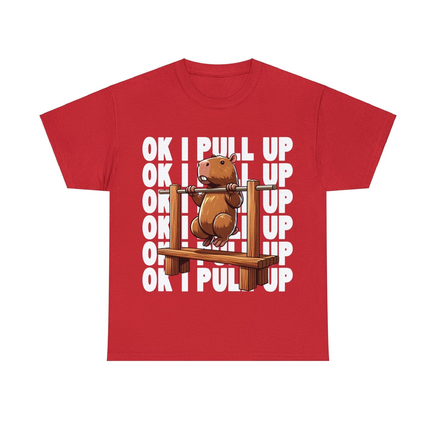 Ok I Pull Up Capybara Graphic Tee Graphic Tees Australia Red / S Graphic T-Shirt Australia -  Cool Graphic T-Shirts Online -  Ok I Pull Up Capybara T-Shirt | Funny Graphic Tees Australia