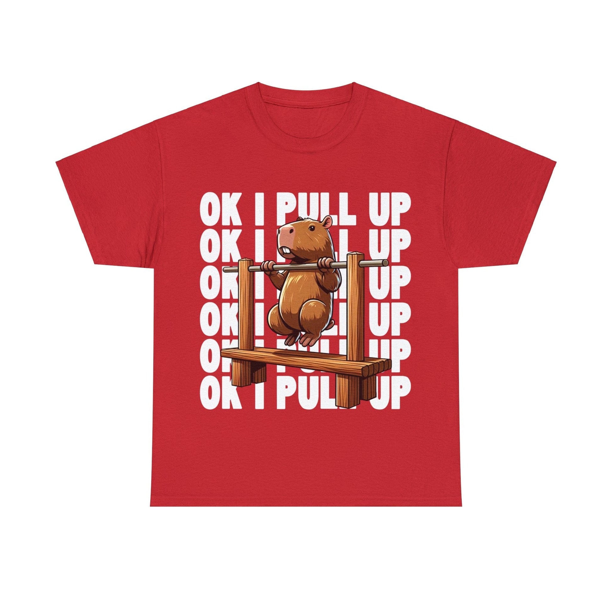 Ok I Pull Up Capybara Graphic Tee Graphic Tees Australia Red / S Graphic T-Shirt Australia -  Cool Graphic T-Shirts Online -  Ok I Pull Up Capybara T-Shirt | Funny Graphic Tees Australia