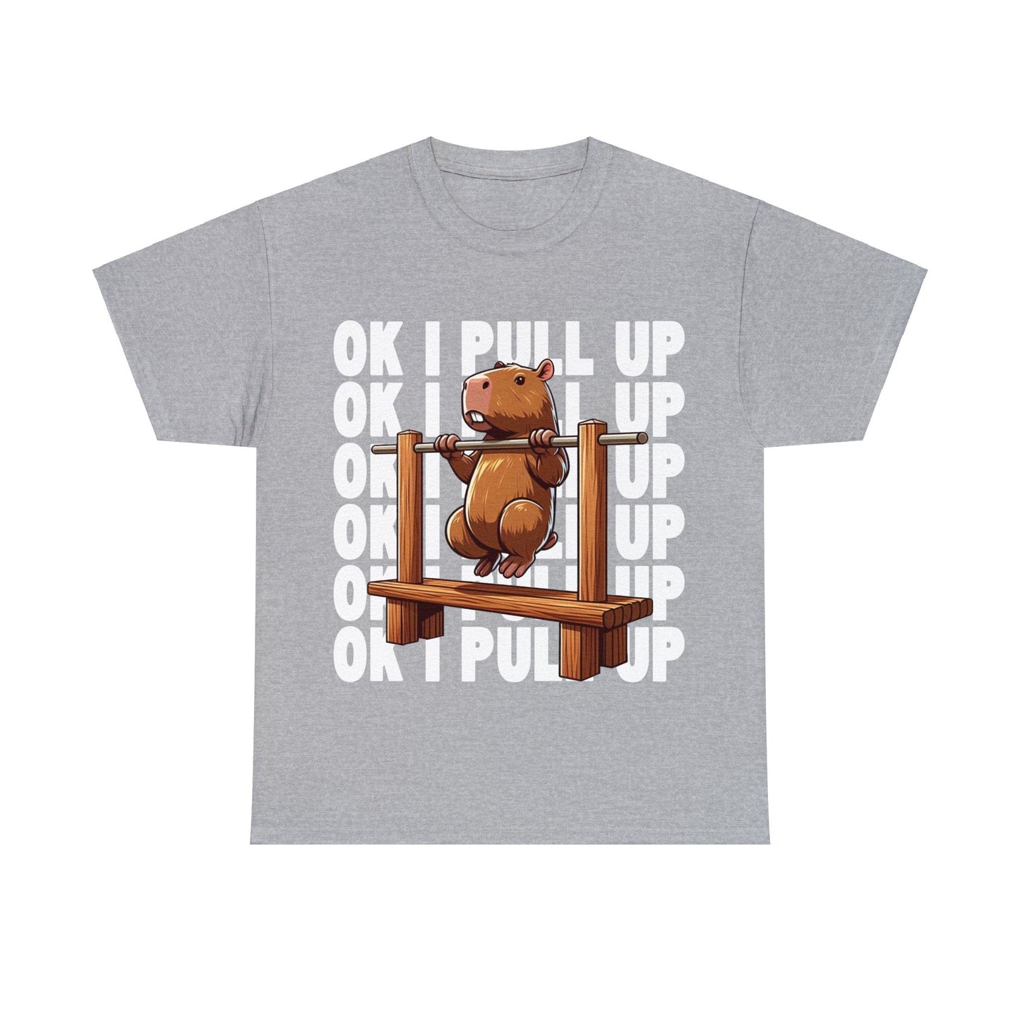 Ok I Pull Up Capybara Graphic Tee Graphic Tees Australia Sport Grey / S Graphic T-Shirt Australia -  Cool Graphic T-Shirts Online -  Ok I Pull Up Capybara T-Shirt | Funny Graphic Tees Australia