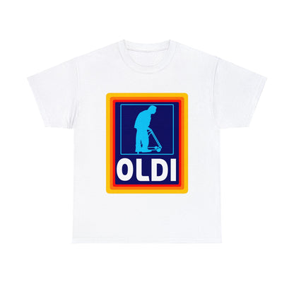 Oldi Aldi Graphic Tee Graphic Tees Australia White / S Graphic T-Shirt Australia -  Cool Graphic T-Shirts Online -  Oldi Aldi Graphic Tee | Funny Graphic T-Shirts Australia