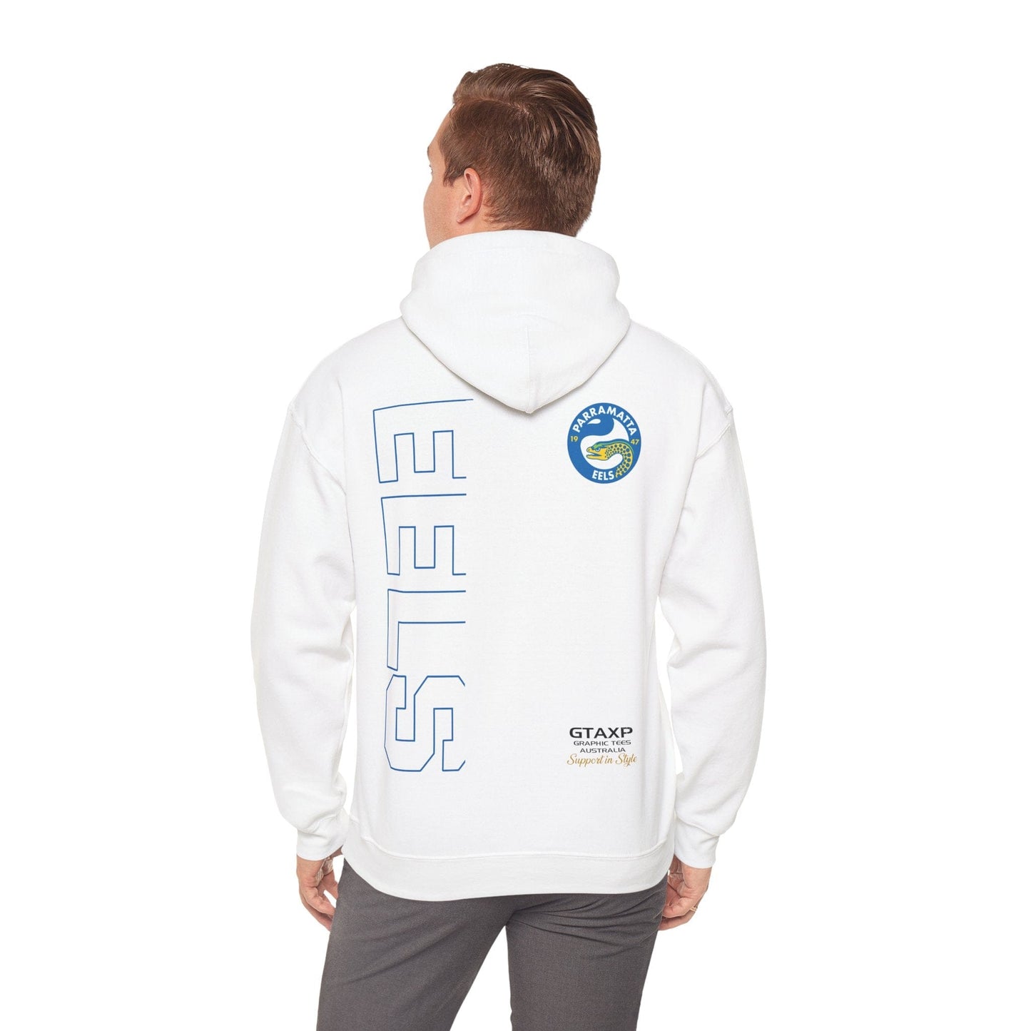 Parramatta Eels Duo Hoodie Printify White / S Graphic T-Shirt Australia -  Cool Graphic T-Shirts Online - 