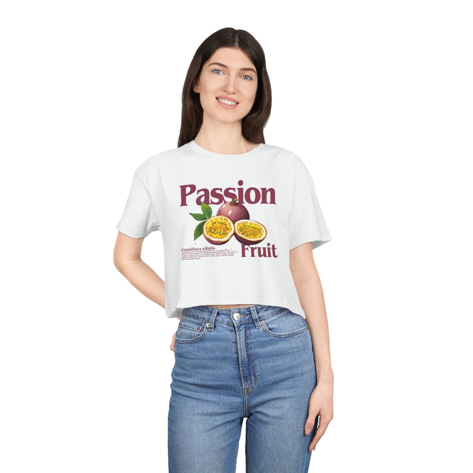 Passionfruit Crop Tee Graphic Tees Australia White / XS Graphic T-Shirt Australia -  Cool Graphic T-Shirts Online -  Passionfruit Crop Tee | Womens Graphic Crop T-Shirt Australia