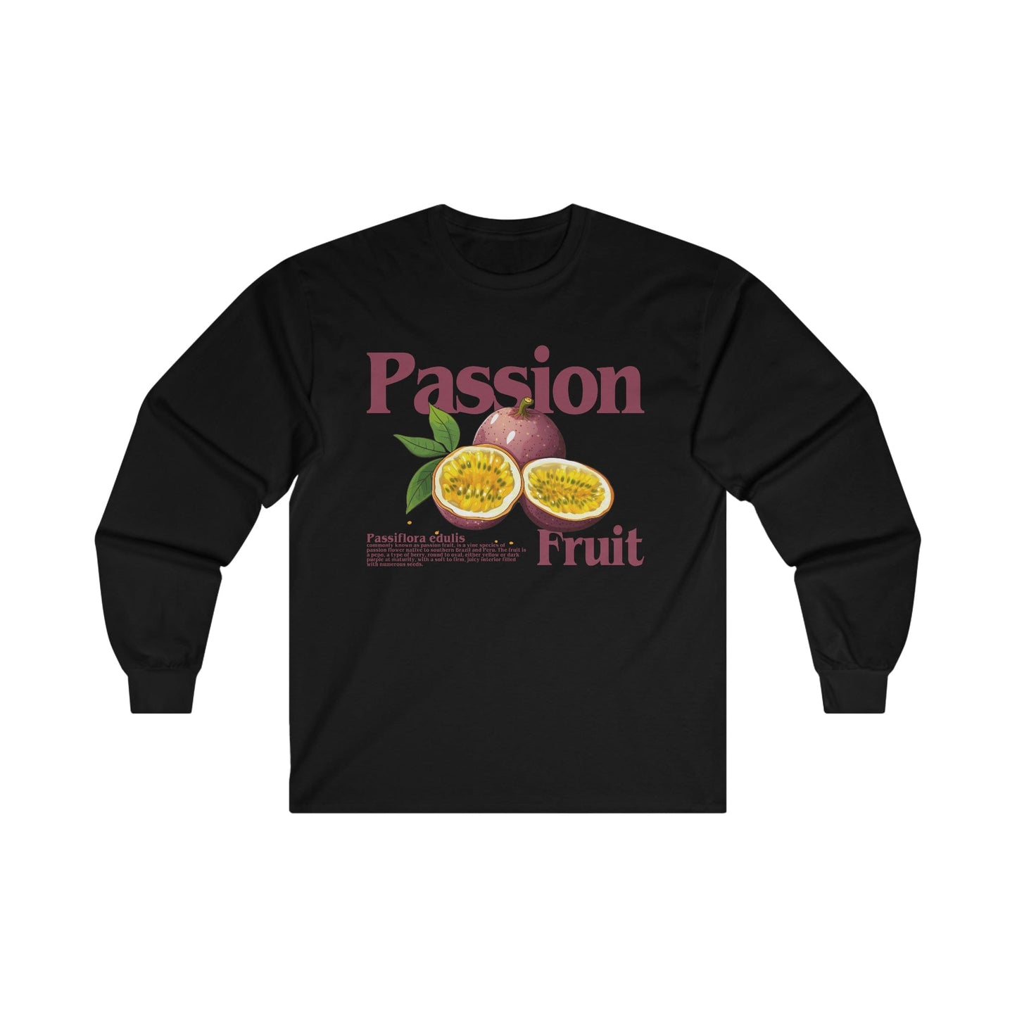 Passionfruit Pure Pleasure Long Sleeve Graphic Tees Australia S / Black Graphic T-Shirt Australia -  Cool Graphic T-Shirts Online -  Passionfruit Long Sleeve | Cool Long Sleeve T-Shirts Australia