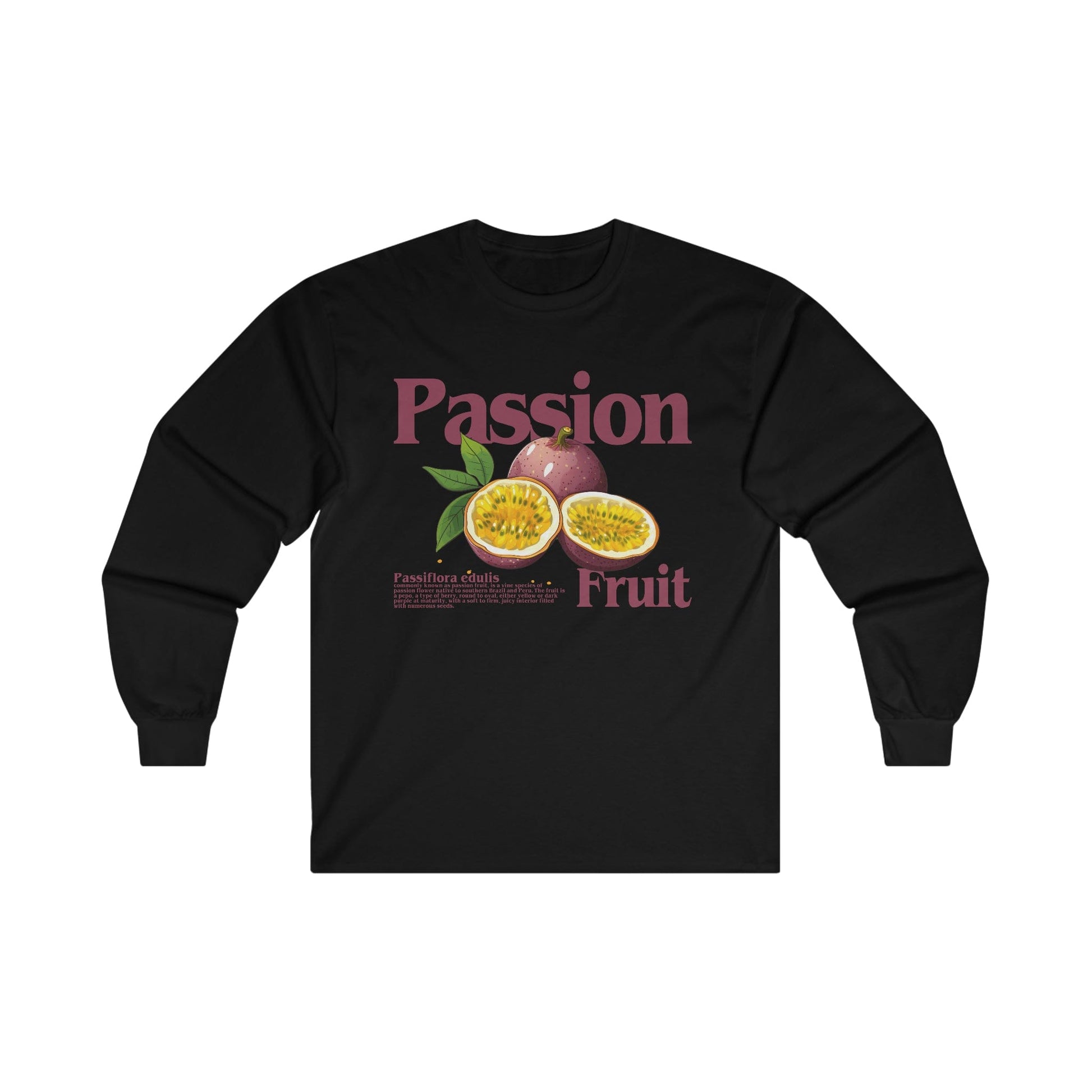 Passionfruit Pure Pleasure Long Sleeve Graphic Tees Australia S / Black Graphic T-Shirt Australia -  Cool Graphic T-Shirts Online -  Passionfruit Long Sleeve | Cool Long Sleeve T-Shirts Australia