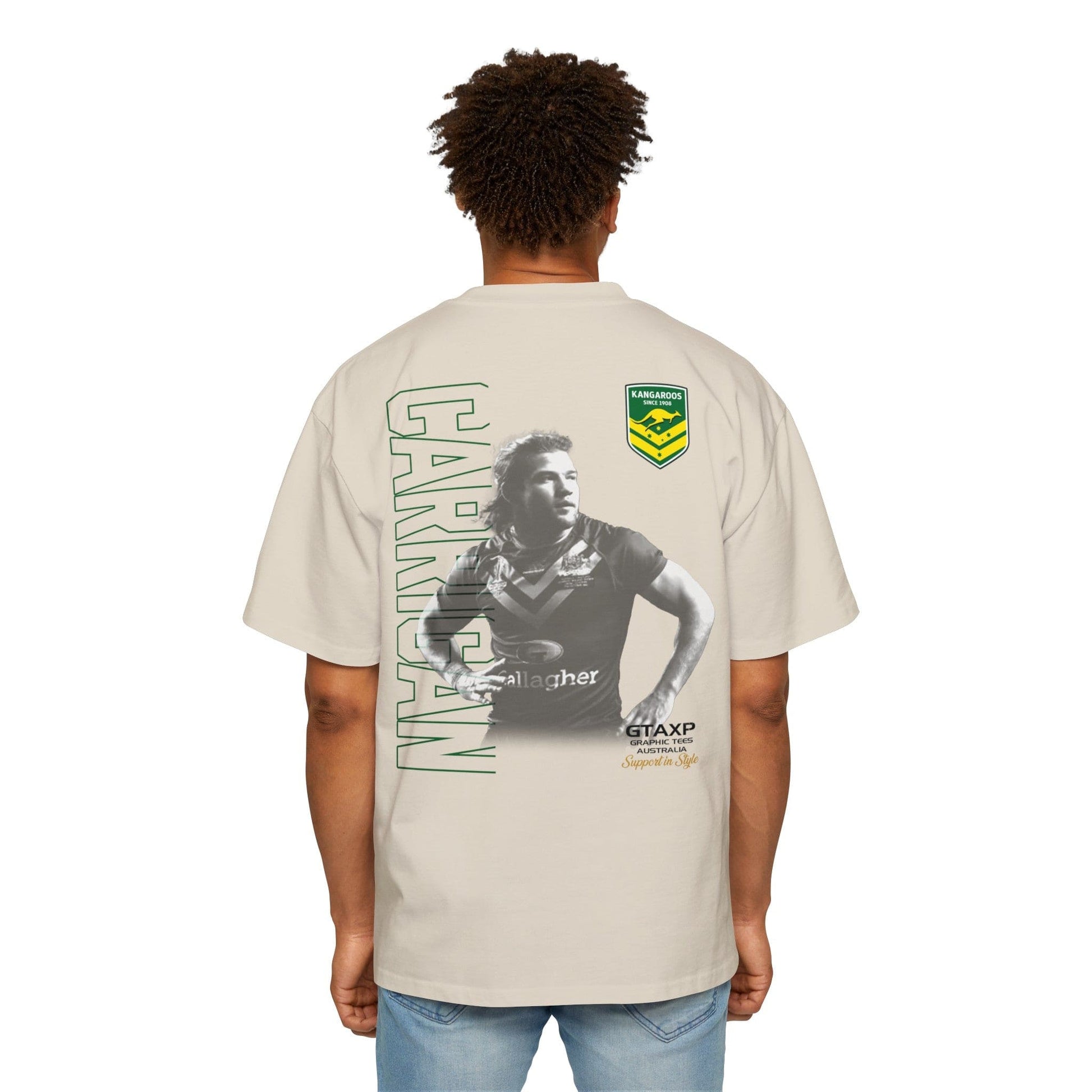 Pat Carrigan Kangaroos Oversized Tee Graphic Tees Australia Ecru / S Graphic T-Shirt Australia -  Cool Graphic T-Shirts Online -  Pat Carrigan Kangaroos Oversized Tee | Kangaroos Merch