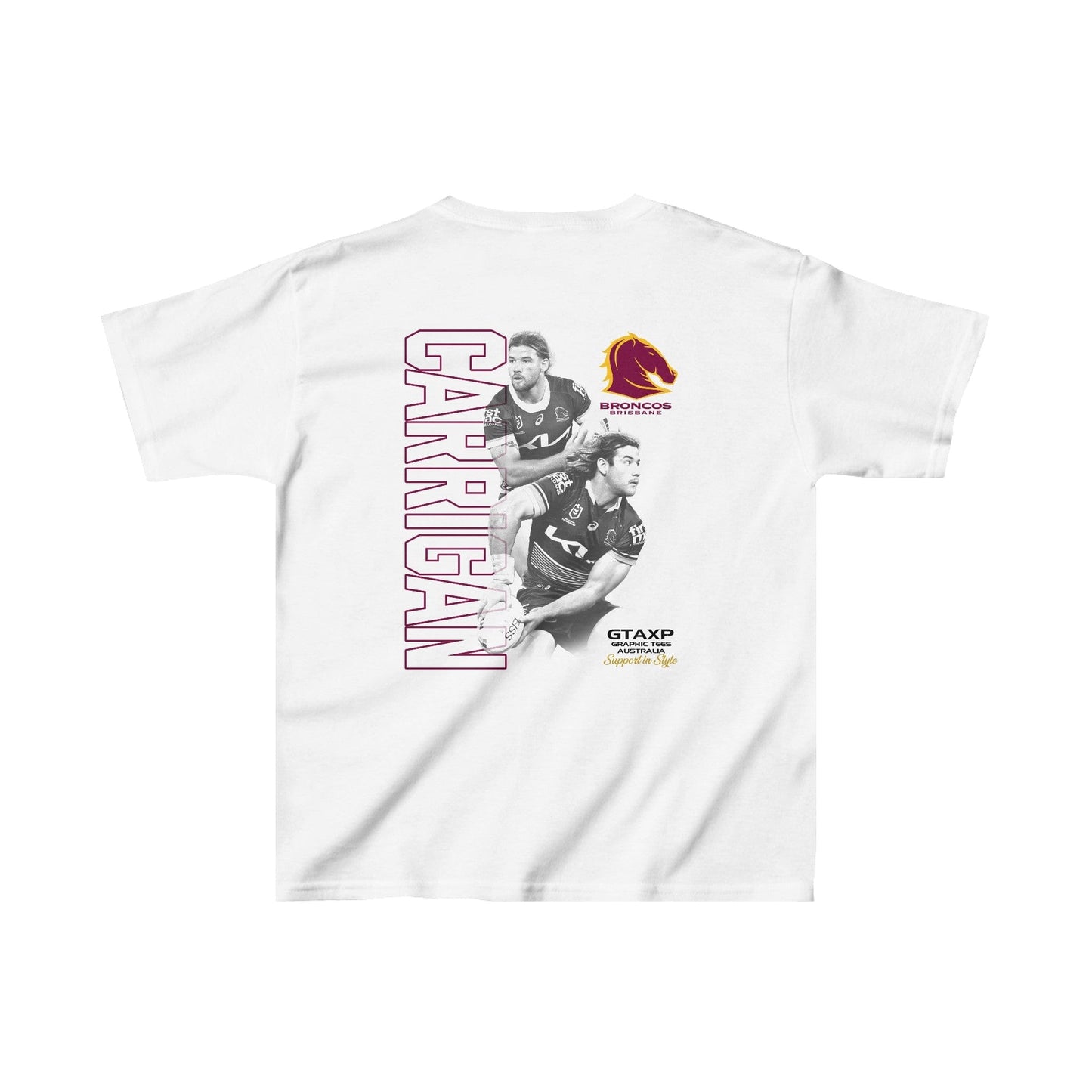 Patrick Carrigan Broncos Duo Kids Tee Printify XS / White Graphic T-Shirt Australia -  Cool Graphic T-Shirts Online - 