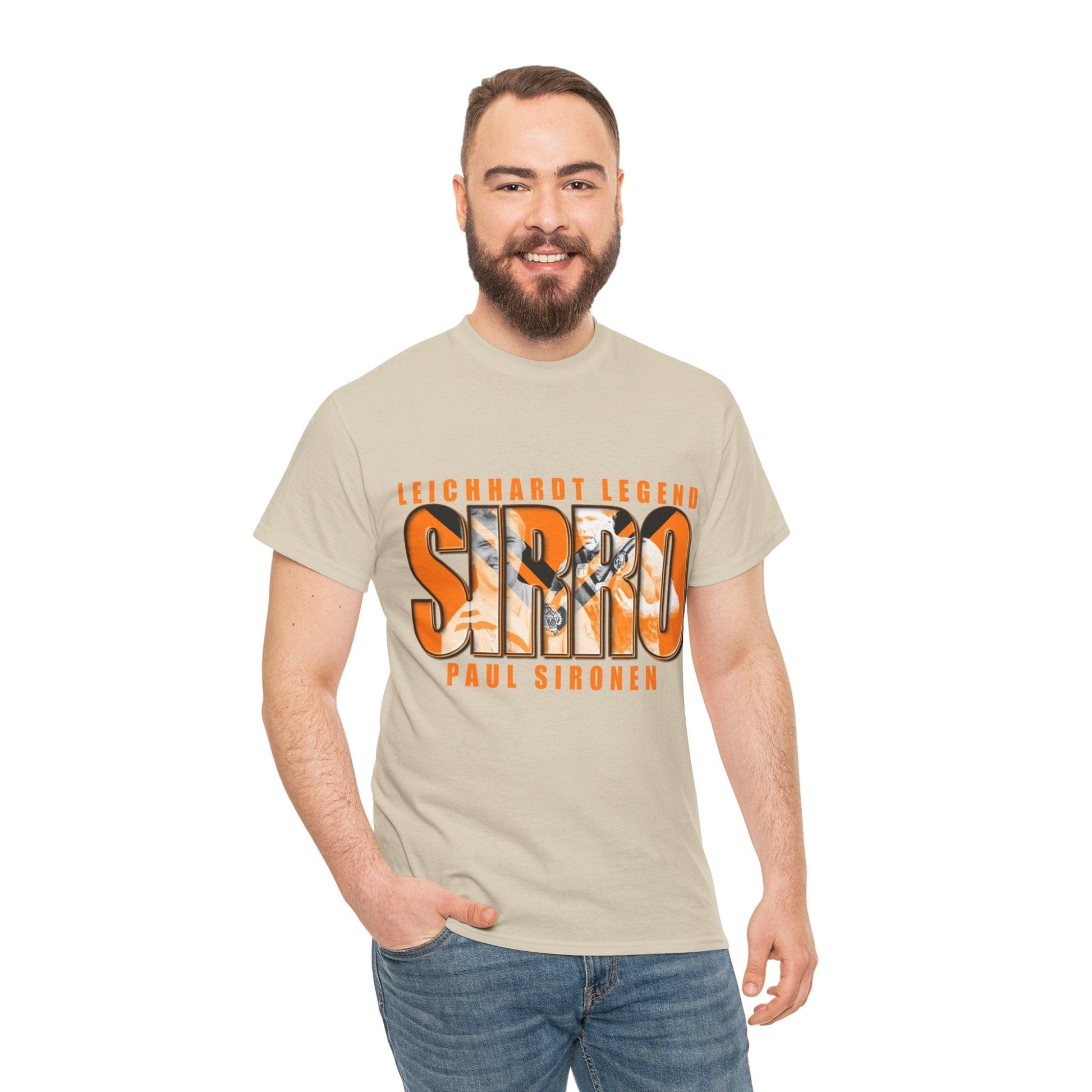 Paul Sironen Sirro Graphic Tee Graphic Tees Australia Sand / S Graphic T-Shirt Australia -  Cool Graphic T-Shirts Online -  Paul Sironen Sirro T-Shirt | 80s Balmain Tigers Merchandise