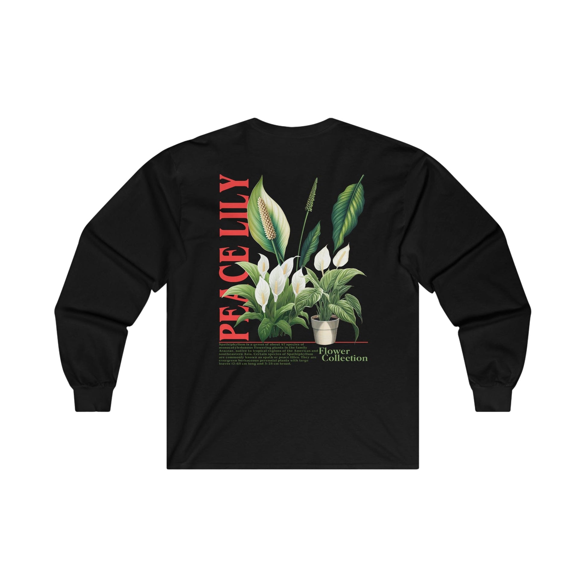 Peace Lily Long Sleeve Graphic Tees Australia S / Black Graphic T-Shirt Australia -  Cool Graphic T-Shirts Online -  Peace Lily Long Sleeve | Cool Long Sleeve T-Shirts Australia