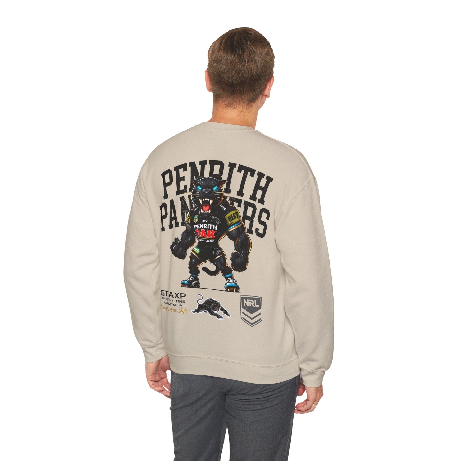 Penrith Panthers Claws Jumper Graphic Tees Australia Sand / S Graphic T-Shirt Australia -  Cool Graphic T-Shirts Online -  Penrith Panthers Claws Jumper | Penrith Panthers Crew Sweater