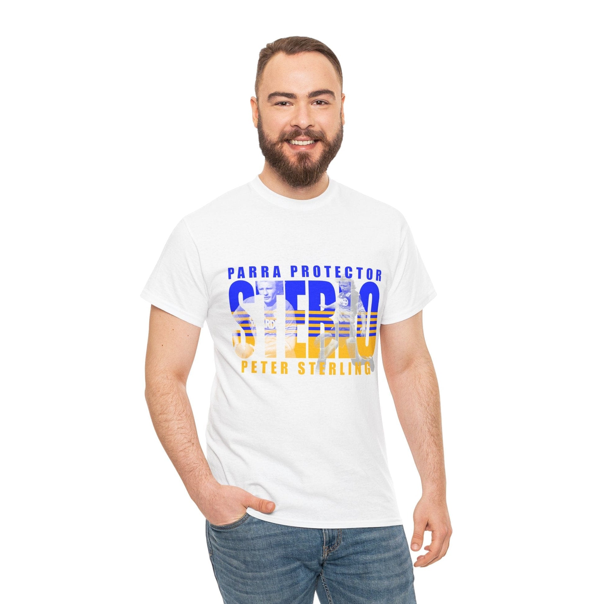 Peter Sterling Sterlo Graphic Tee Graphic Tees Australia White / S Graphic T-Shirt Australia -  Cool Graphic T-Shirts Online -  Peter Sterling Sterlo T-Shirt | Retro Parramatta Eels Merchandise