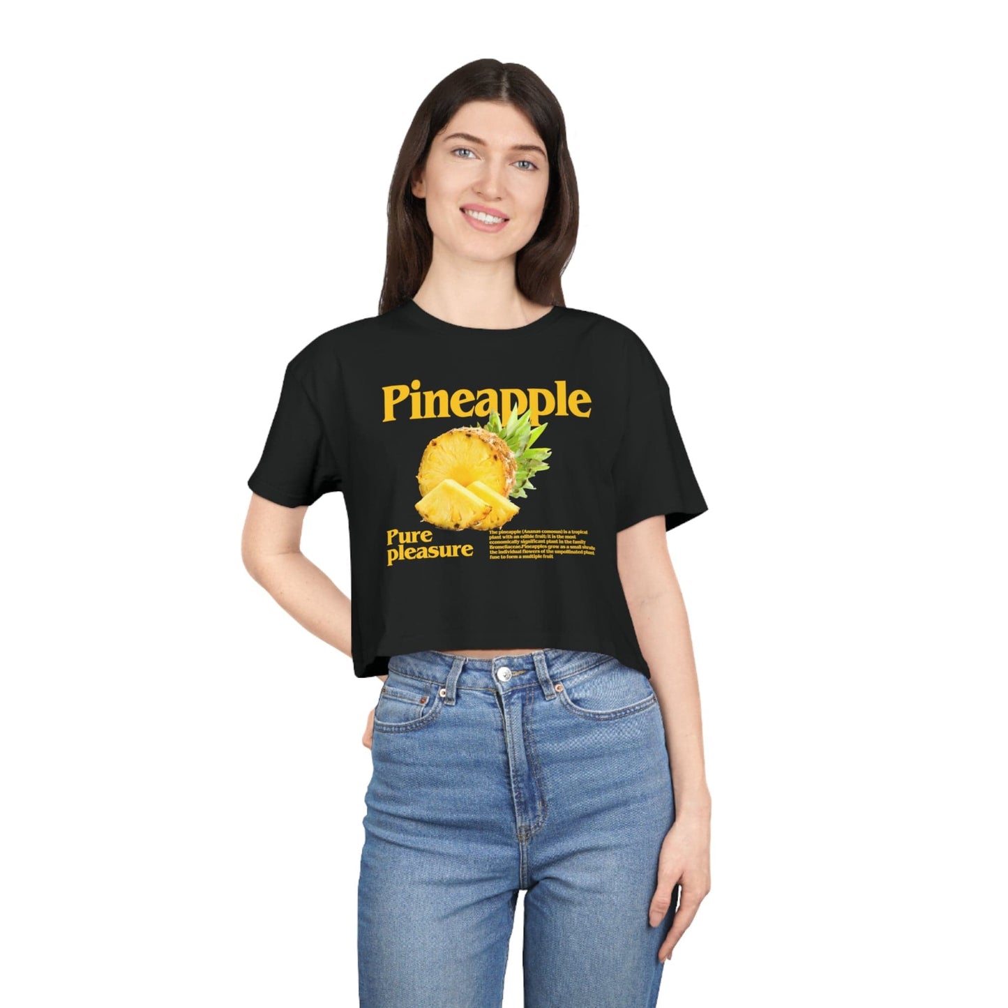 Pineapple Pure Pleasure Crop Tee Graphic Tees Australia Black / XS Graphic T-Shirt Australia -  Cool Graphic T-Shirts Online -  Pineapple Pure Pleasure Crop Tee | Womens Graphic Tee