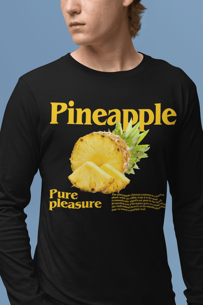 Pineapple Pure Pleasure Long Sleeve Graphic Tees Australia Graphic T-Shirt Australia -  Cool Graphic T-Shirts Online -  Pineapple Pure Pleasure Long Sleeve | Cool Long Sleeve T-Shirts