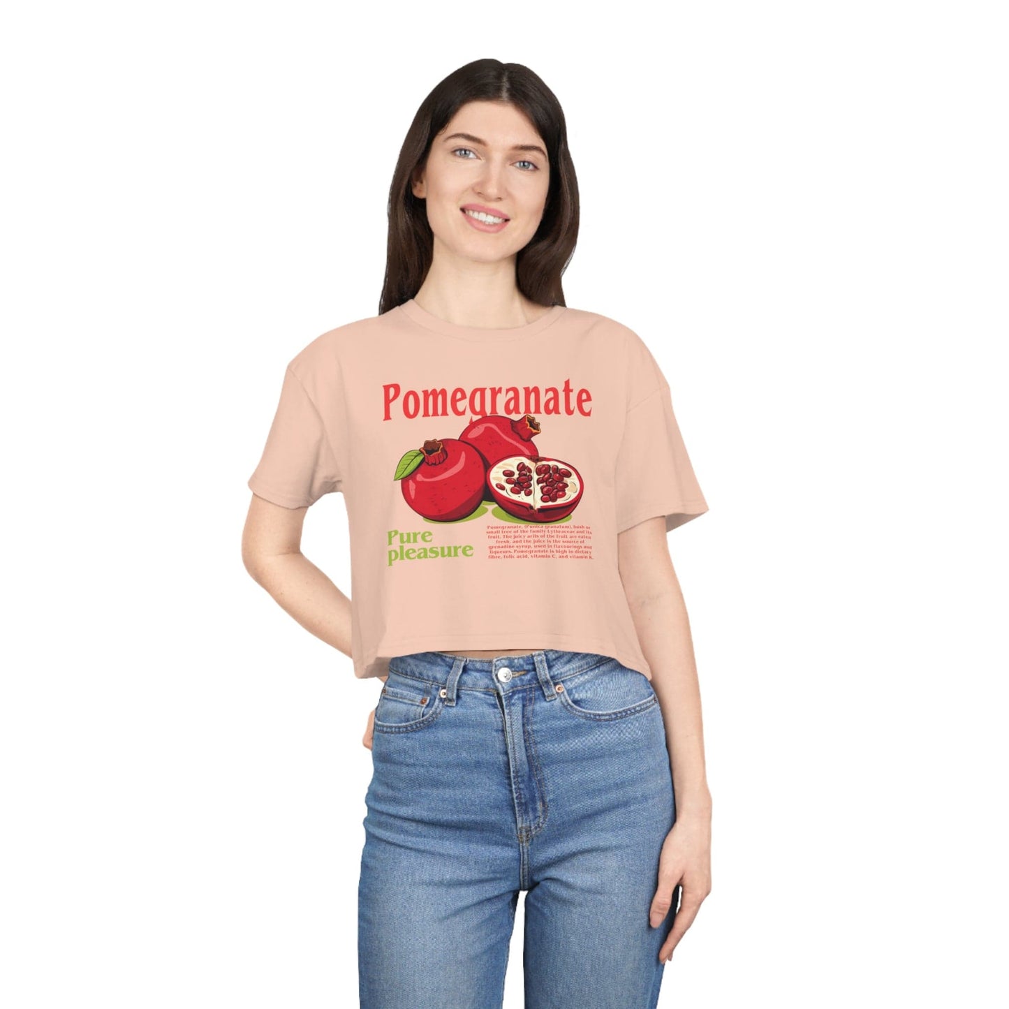 Pomegranate Crop Tee Graphic Tees Australia Pale Pink / XS Graphic T-Shirt Australia -  Cool Graphic T-Shirts Online -  Pomegranate Crop Tee | Funny Womens Graphic T-Shirts Au