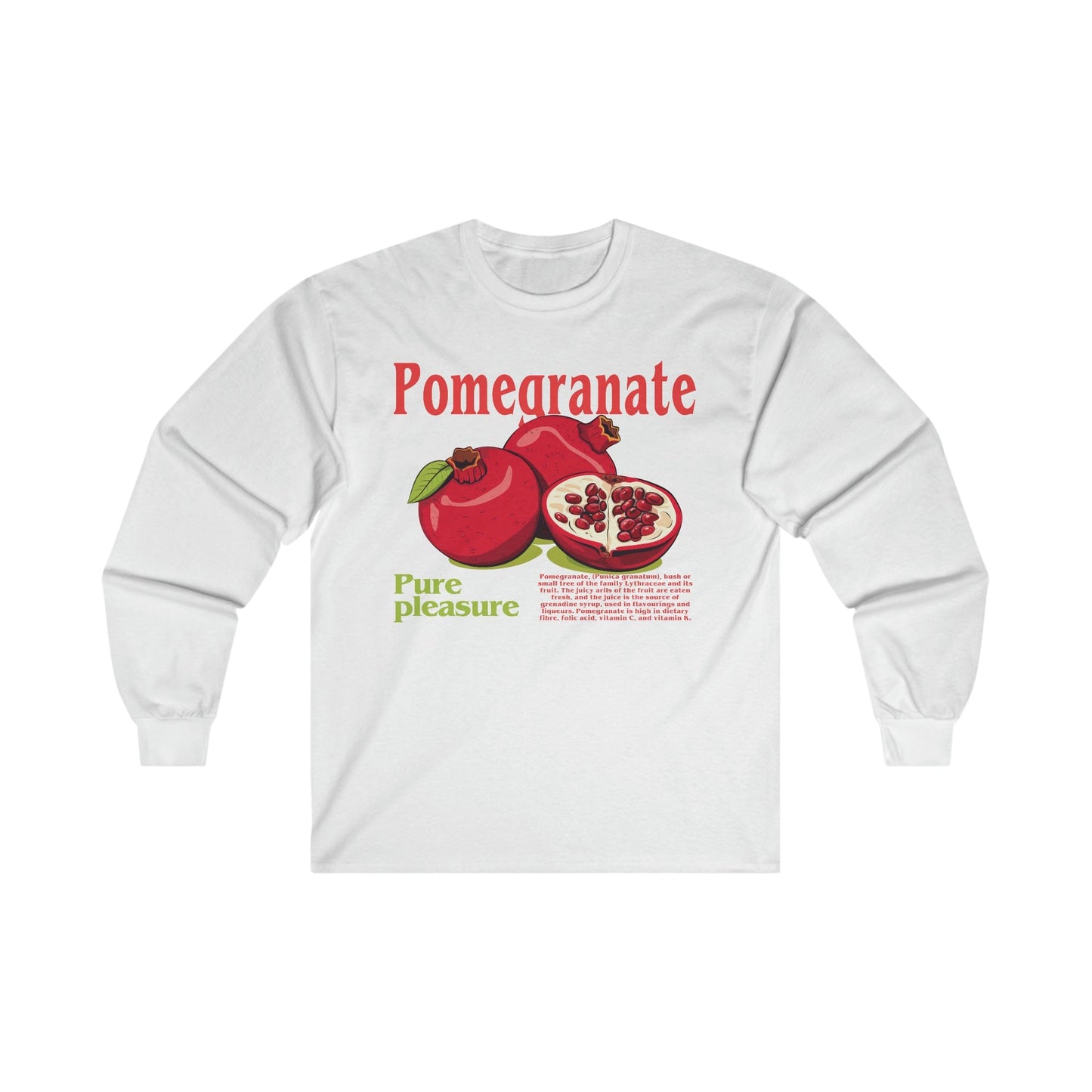 Pomegranate Long Sleeve Graphic Tees Australia S / White Graphic T-Shirt Australia -  Cool Graphic T-Shirts Online -  Pomegranate Long Sleeve | Longsleeve T-Shirts Australia