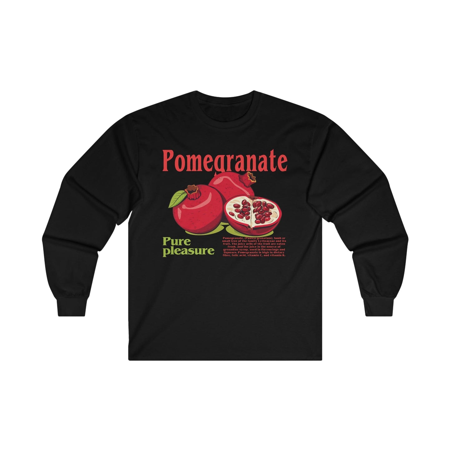 Pomegranate Long Sleeve Graphic Tees Australia S / Black Graphic T-Shirt Australia -  Cool Graphic T-Shirts Online -  Pomegranate Long Sleeve | Longsleeve T-Shirts Australia