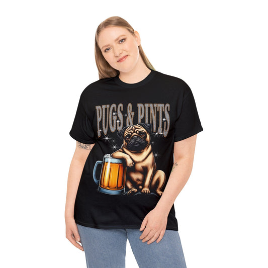 Pugs And Pints Graphic Tee Graphic Tees Australia Black / S Graphic T-Shirt Australia -  Cool Graphic T-Shirts Online -  Pugs And Pints T-Shirt | Frothies T-Shirt Australia