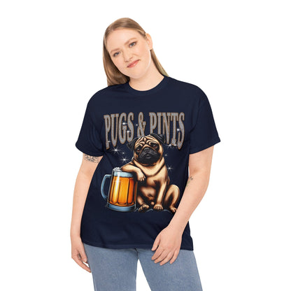 Pugs And Pints Graphic Tee Graphic Tees Australia Navy / S Graphic T-Shirt Australia -  Cool Graphic T-Shirts Online -  Pugs And Pints T-Shirt | Frothies T-Shirt Australia