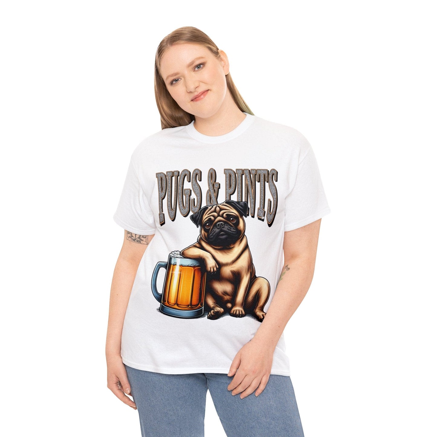 Pugs And Pints Graphic Tee Graphic Tees Australia White / S Graphic T-Shirt Australia -  Cool Graphic T-Shirts Online -  Pugs And Pints T-Shirt | Frothies T-Shirt Australia