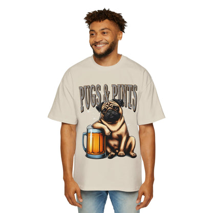 Pugs And Pints Oversized Tee Graphic Tees Australia Ecru / S Graphic T-Shirt Australia -  Cool Graphic T-Shirts Online -  Pugs And Pints Oversized Tee | Frothies Graphic T-Shirt Australia