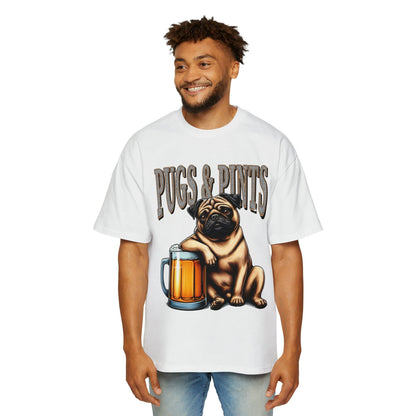 Pugs And Pints Oversized Tee Graphic Tees Australia White / S Graphic T-Shirt Australia -  Cool Graphic T-Shirts Online -  Pugs And Pints Oversized Tee | Frothies Graphic T-Shirt Australia