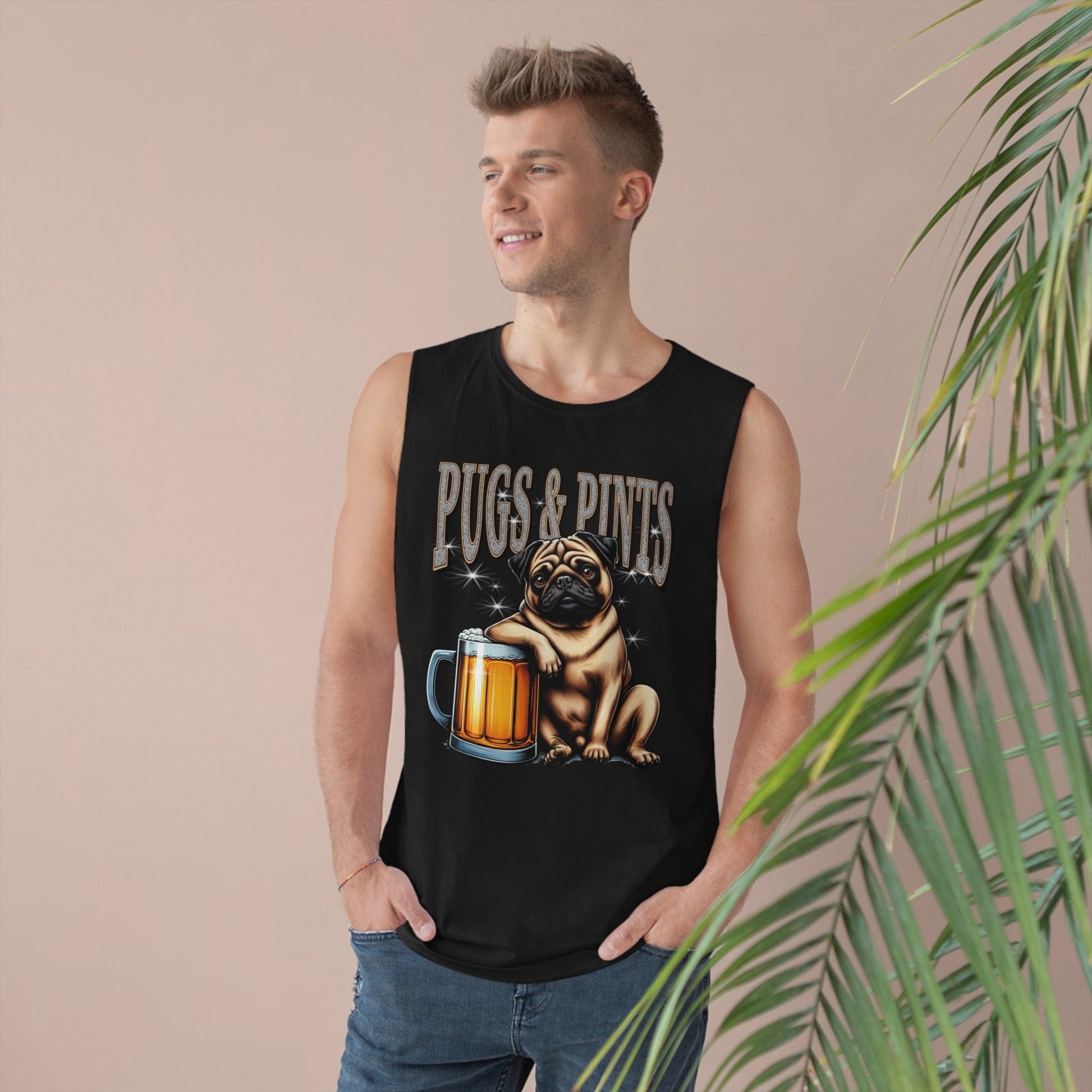 Pugs And Pints Tank Top Graphic Tees Australia Black / XS Graphic T-Shirt Australia -  Cool Graphic T-Shirts Online -  Pugs And Pints Tank Top | Pub Dog T-Shirts Australia