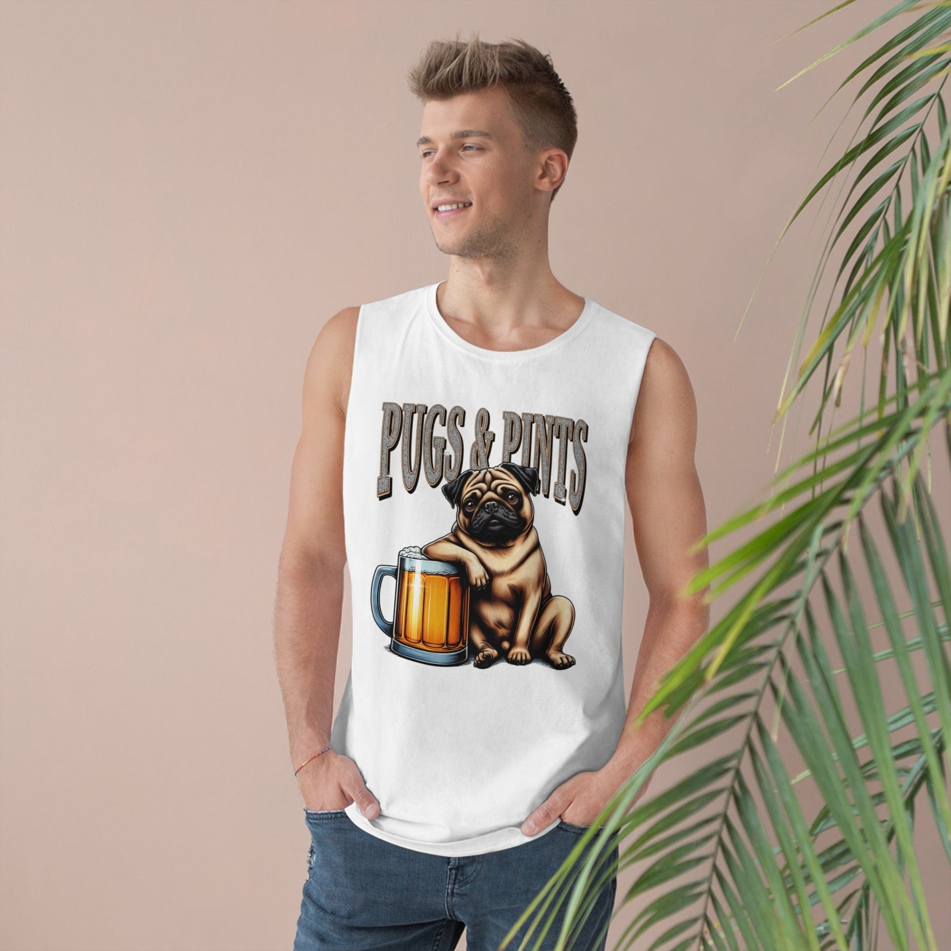 Pugs And Pints Tank Top Graphic Tees Australia White / XS Graphic T-Shirt Australia -  Cool Graphic T-Shirts Online -  Pugs And Pints Tank Top | Pub Dog T-Shirts Australia