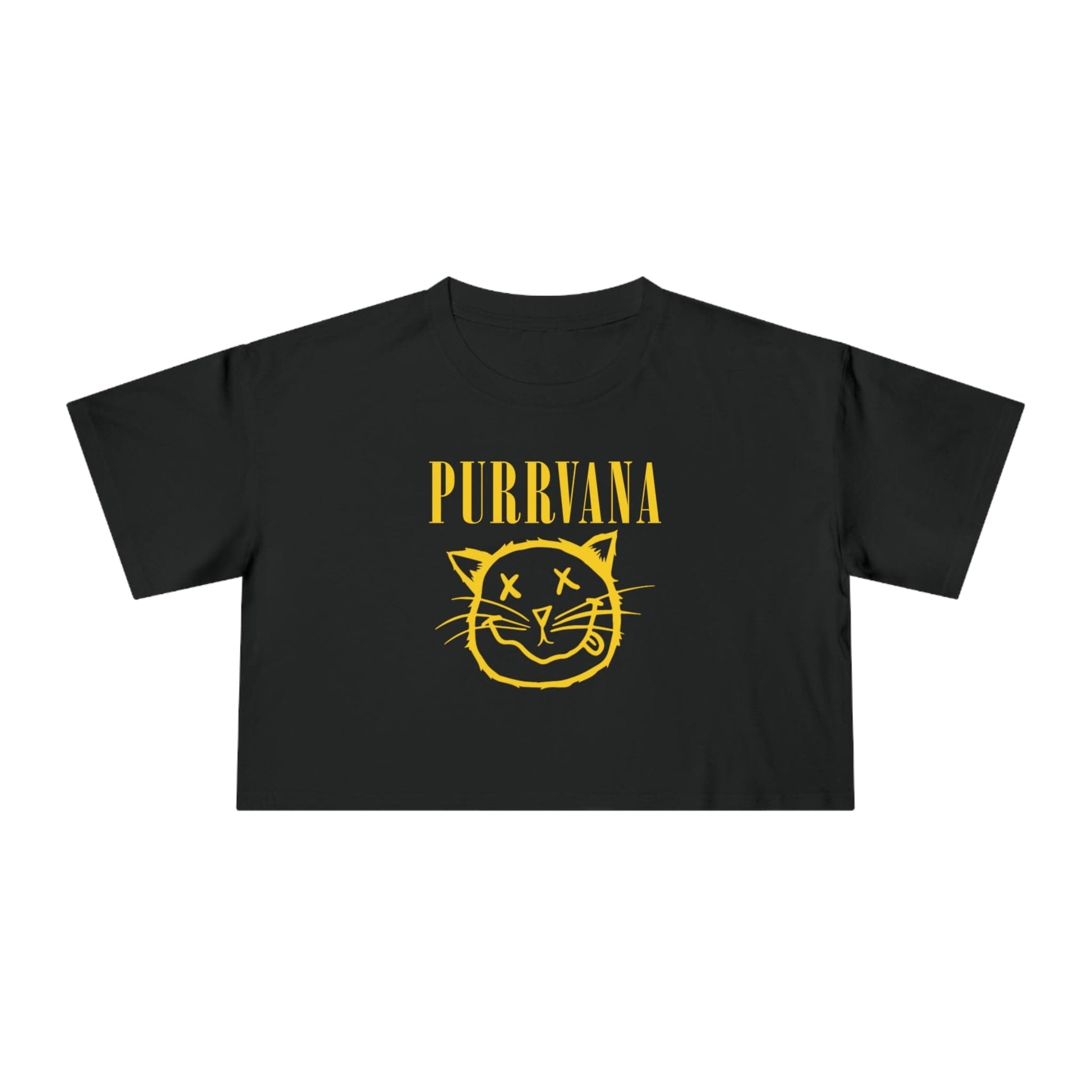 Purrvana Crop Tee Graphic Tees Australia Graphic T-Shirt Australia -  Cool Graphic T-Shirts Online -  Purrvana Nirvana Crop Tee | Cool Graphic T-Shirts Australia