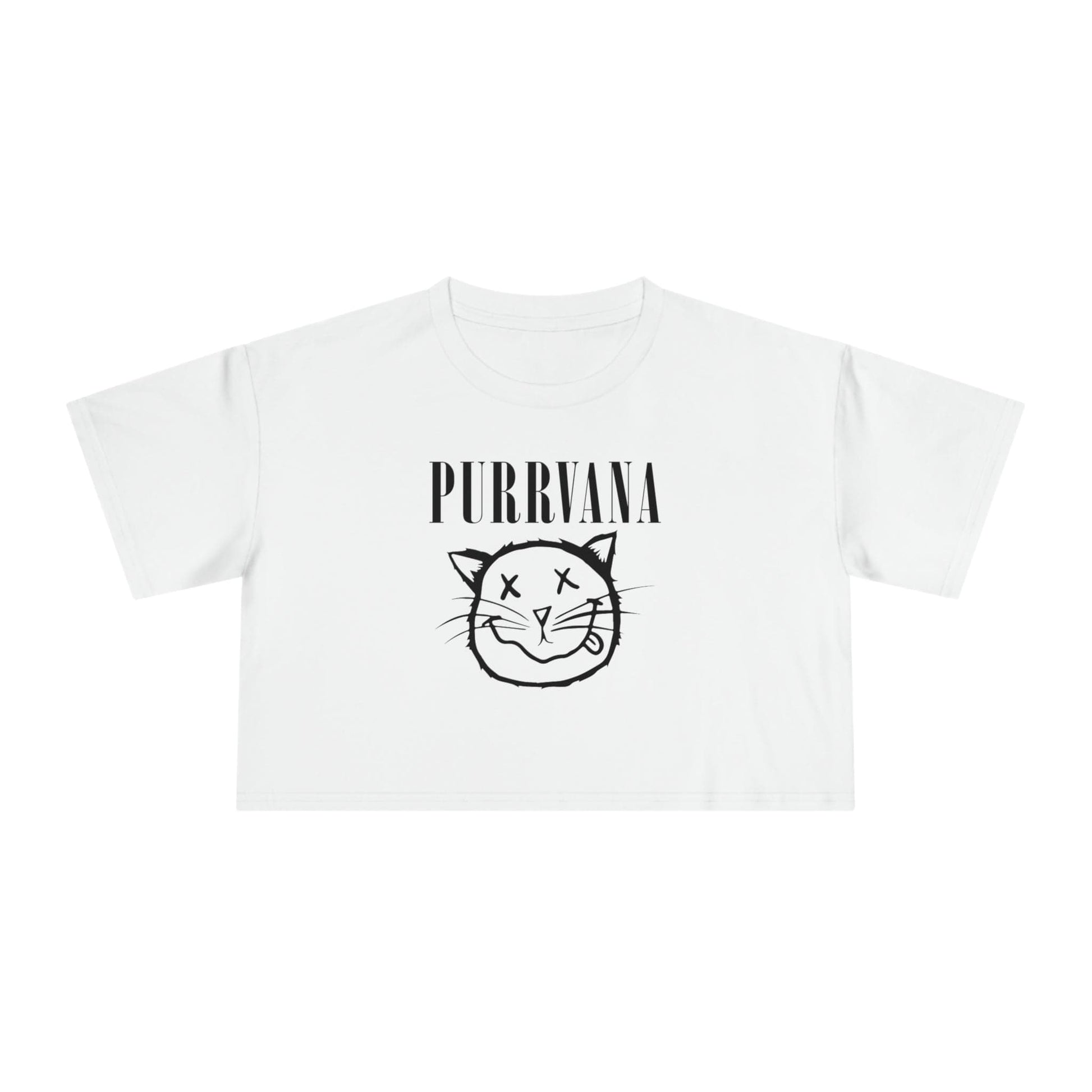 Purrvana Crop Tee Graphic Tees Australia Graphic T-Shirt Australia -  Cool Graphic T-Shirts Online -  Purrvana Nirvana Crop Tee | Cool Graphic T-Shirts Australia