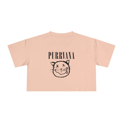 Purrvana Crop Tee Graphic Tees Australia Graphic T-Shirt Australia -  Cool Graphic T-Shirts Online -  Purrvana Nirvana Crop Tee | Cool Graphic T-Shirts Australia