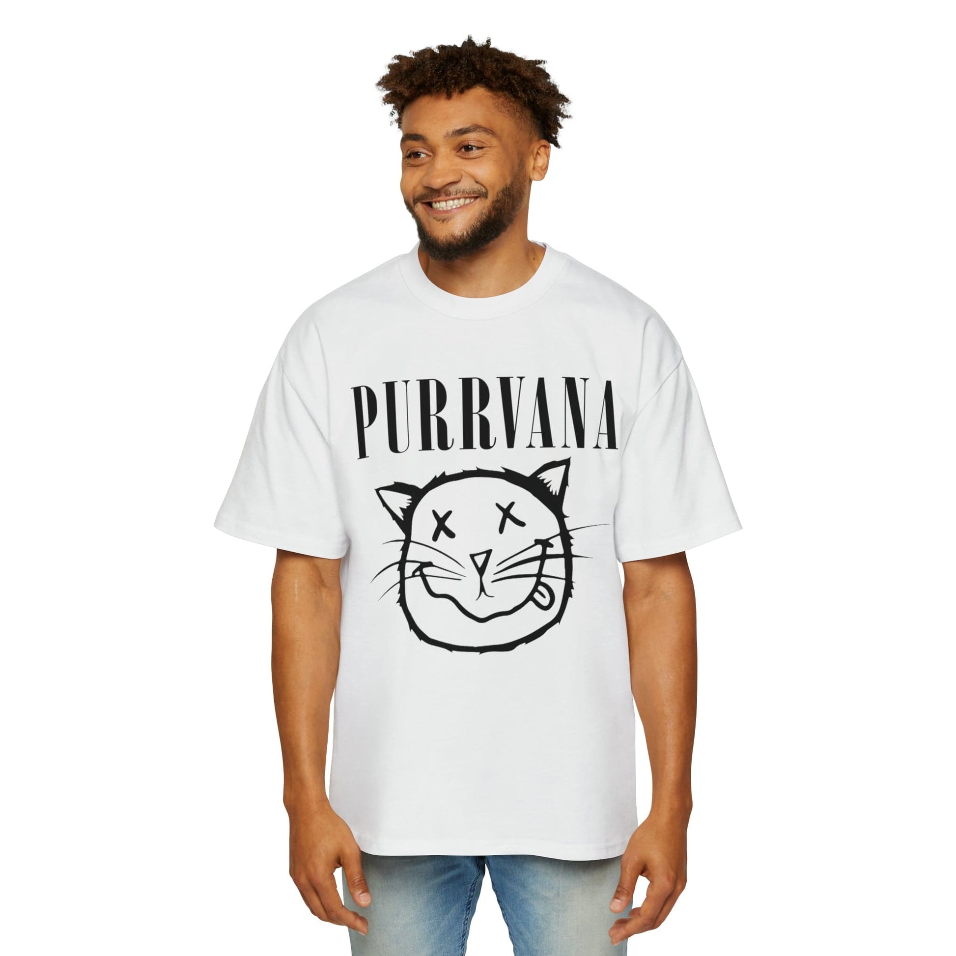 Purrvana Oversized Tee Graphic Tees Australia White / S Graphic T-Shirt Australia -  Cool Graphic T-Shirts Online -  Purrvana Oversized Tee | Funny Graphic T-Shirts Australia