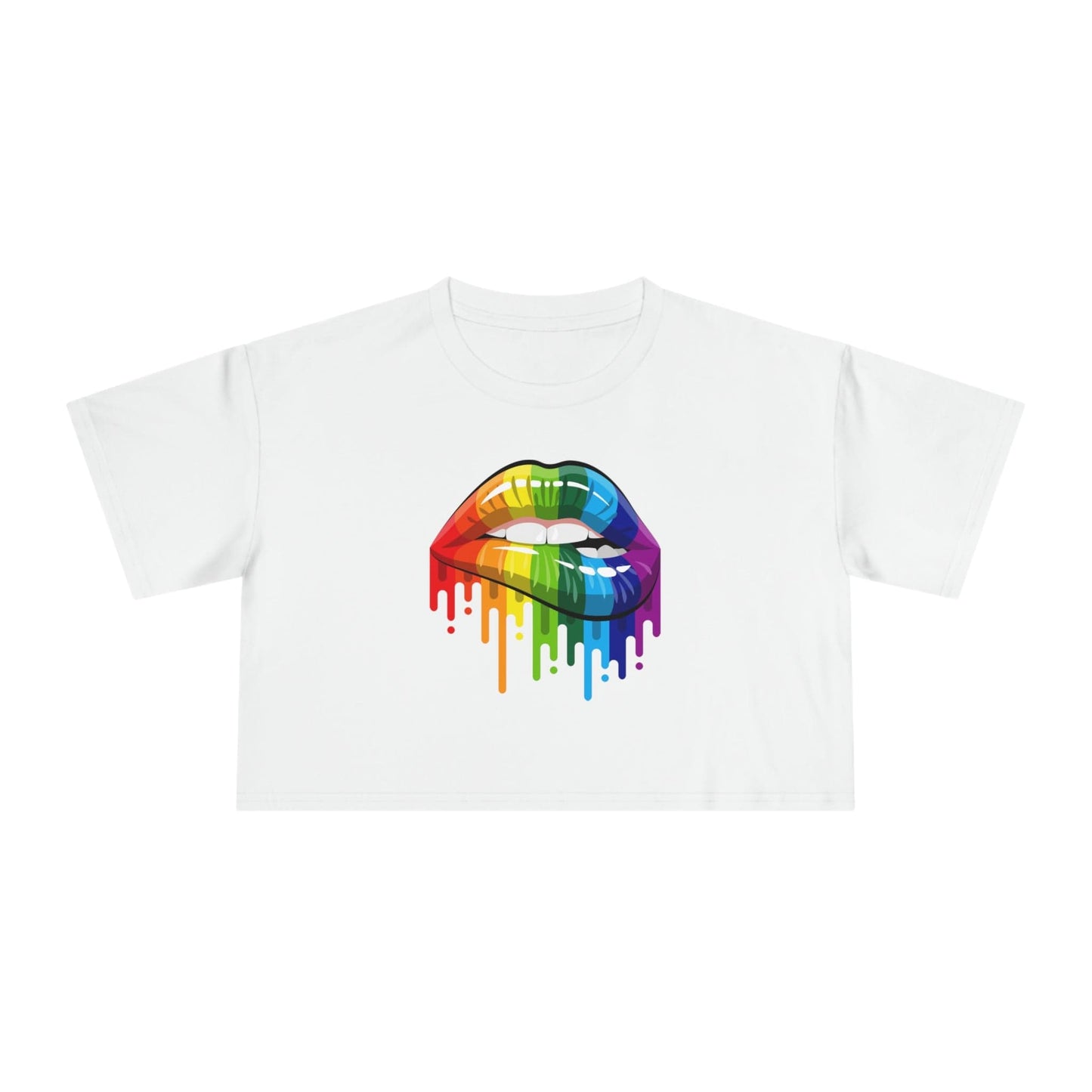 Rainbow Pride Lips Crop Tee Graphic Tees Australia Graphic T-Shirt Australia -  Cool Graphic T-Shirts Online -  Rainbow Pride Lips Crop Tee | Womens Pride T-Shirts Australia