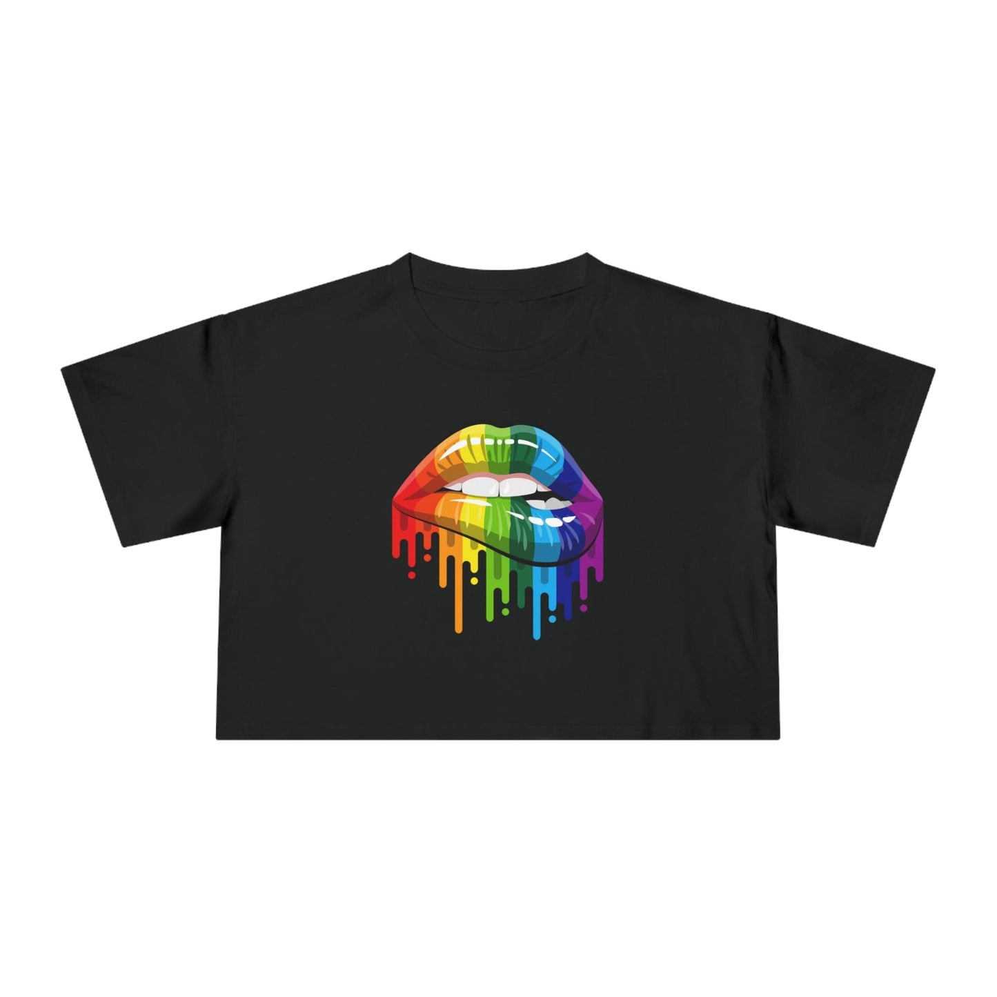 Rainbow Pride Lips Crop Tee Graphic Tees Australia Graphic T-Shirt Australia -  Cool Graphic T-Shirts Online -  Rainbow Pride Lips Crop Tee | Womens Pride T-Shirts Australia