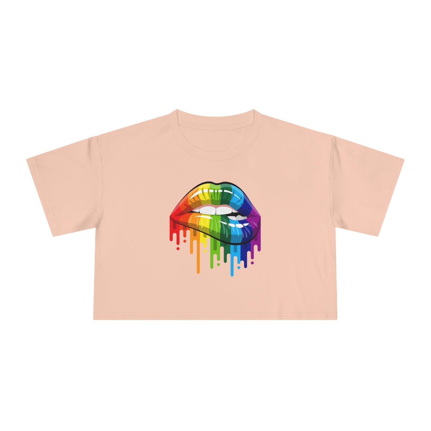 Rainbow Pride Lips Crop Tee Graphic Tees Australia Graphic T-Shirt Australia -  Cool Graphic T-Shirts Online -  Rainbow Pride Lips Crop Tee | Womens Pride T-Shirts Australia