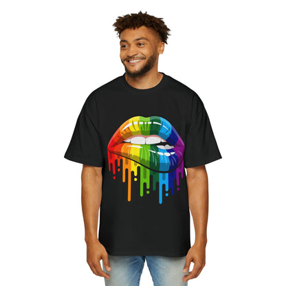 Rainbow Pride Lips Oversized Tee Graphic Tees Australia Black / S Graphic T-Shirt Australia -  Cool Graphic T-Shirts Online -  Rainbow Pride Lips Oversized Tee | LGBTQ+ T-Shirts Australia