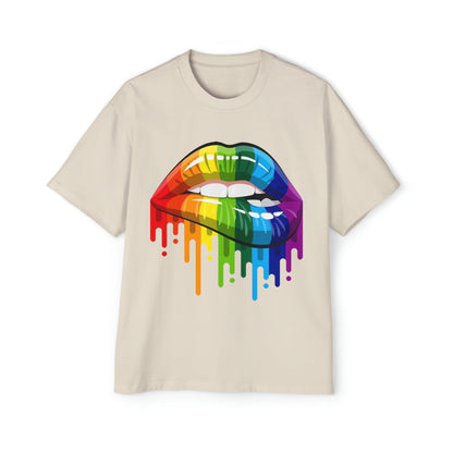 Rainbow Pride Lips Oversized Tee Graphic Tees Australia Graphic T-Shirt Australia -  Cool Graphic T-Shirts Online -  Rainbow Pride Lips Oversized Tee | LGBTQ+ T-Shirts Australia