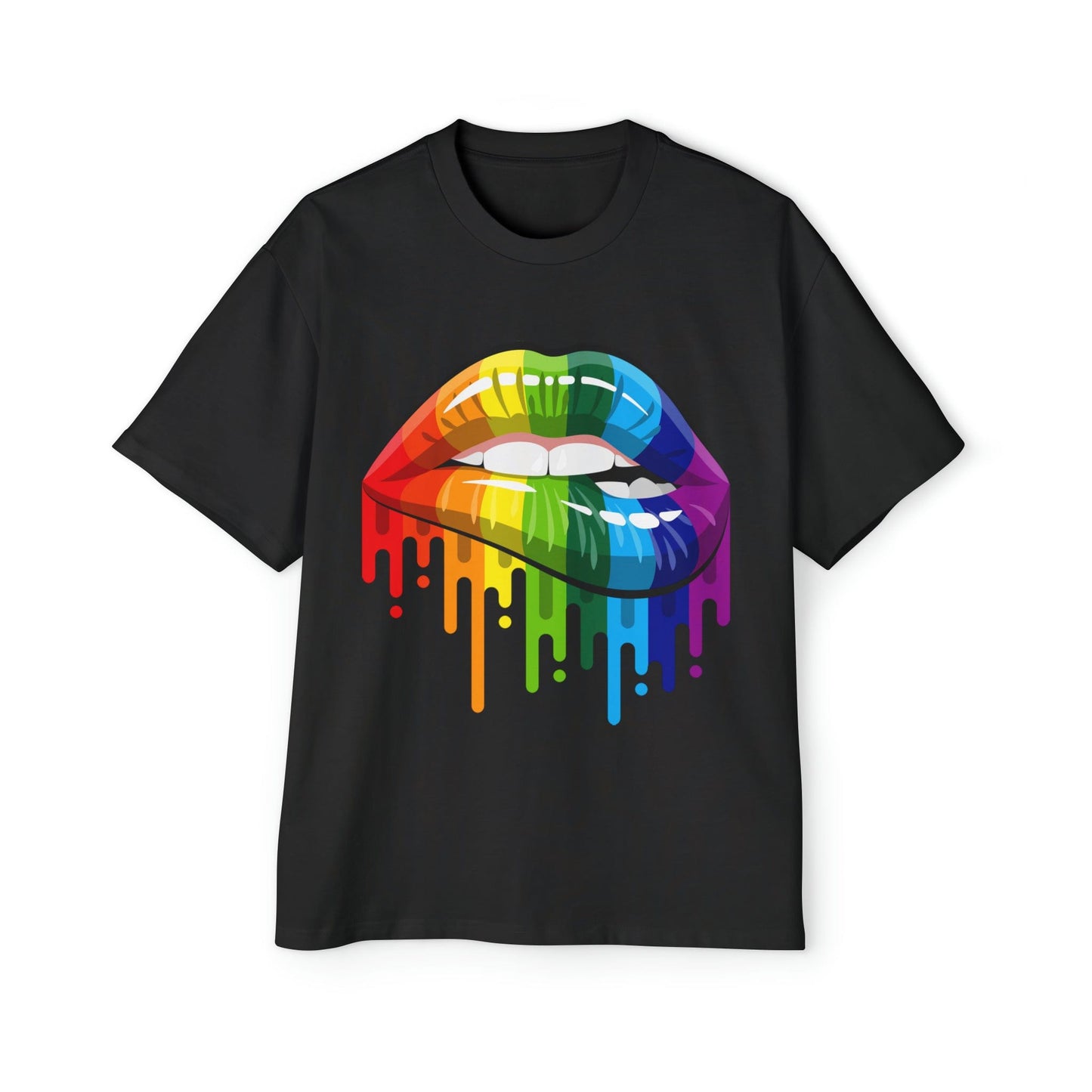 Rainbow Pride Lips Oversized Tee Graphic Tees Australia Graphic T-Shirt Australia -  Cool Graphic T-Shirts Online -  Rainbow Pride Lips Oversized Tee | LGBTQ+ T-Shirts Australia