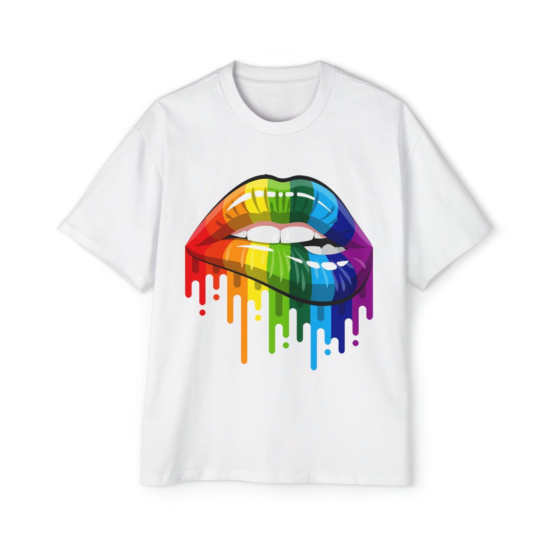 Rainbow Pride Lips Oversized Tee Graphic Tees Australia Graphic T-Shirt Australia -  Cool Graphic T-Shirts Online -  Rainbow Pride Lips Oversized Tee | LGBTQ+ T-Shirts Australia