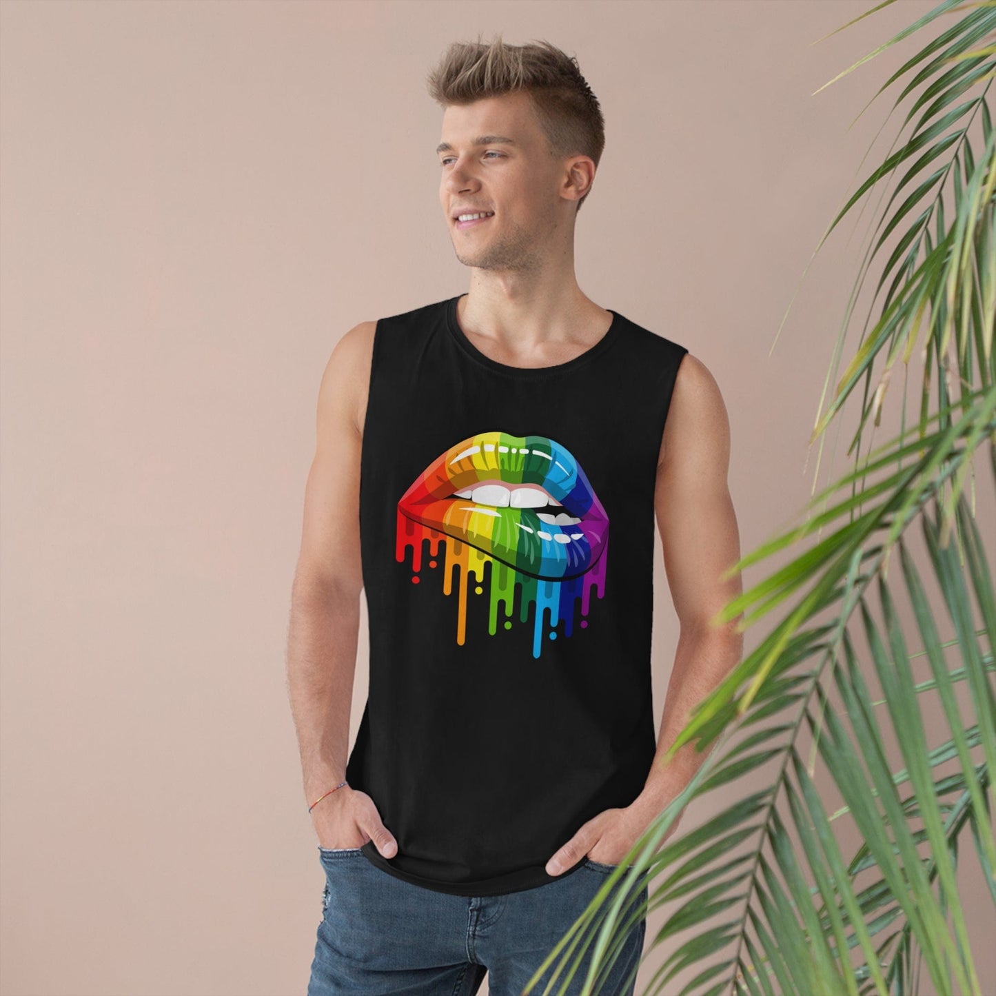 Rainbow Pride Lips Tank Top Graphic Tees Australia Black / XS Graphic T-Shirt Australia -  Cool Graphic T-Shirts Online -  Rainbow Pride Lips Tank Top | Pride Tank Tops & Singlets Australia