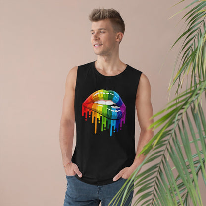 Rainbow Pride Lips Tank Top Graphic Tees Australia Black / XS Graphic T-Shirt Australia -  Cool Graphic T-Shirts Online -  Rainbow Pride Lips Tank Top | Pride Tank Tops & Singlets Australia