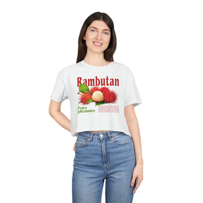 Rambutan Crop Tee Graphic Tees Australia White / XS Graphic T-Shirt Australia -  Cool Graphic T-Shirts Online -  Rambutan Crop Tee | Graphic T-Shirts For Women Australia