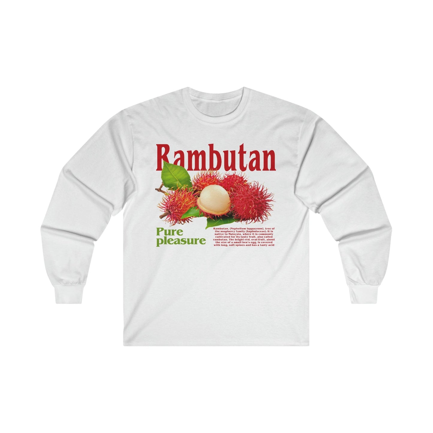 Rambutan Long Sleeve Graphic Tees Australia S / White Graphic T-Shirt Australia -  Cool Graphic T-Shirts Online -  Rambutan Long Sleeve | Funny Long Sleeve T-Shirts Australia