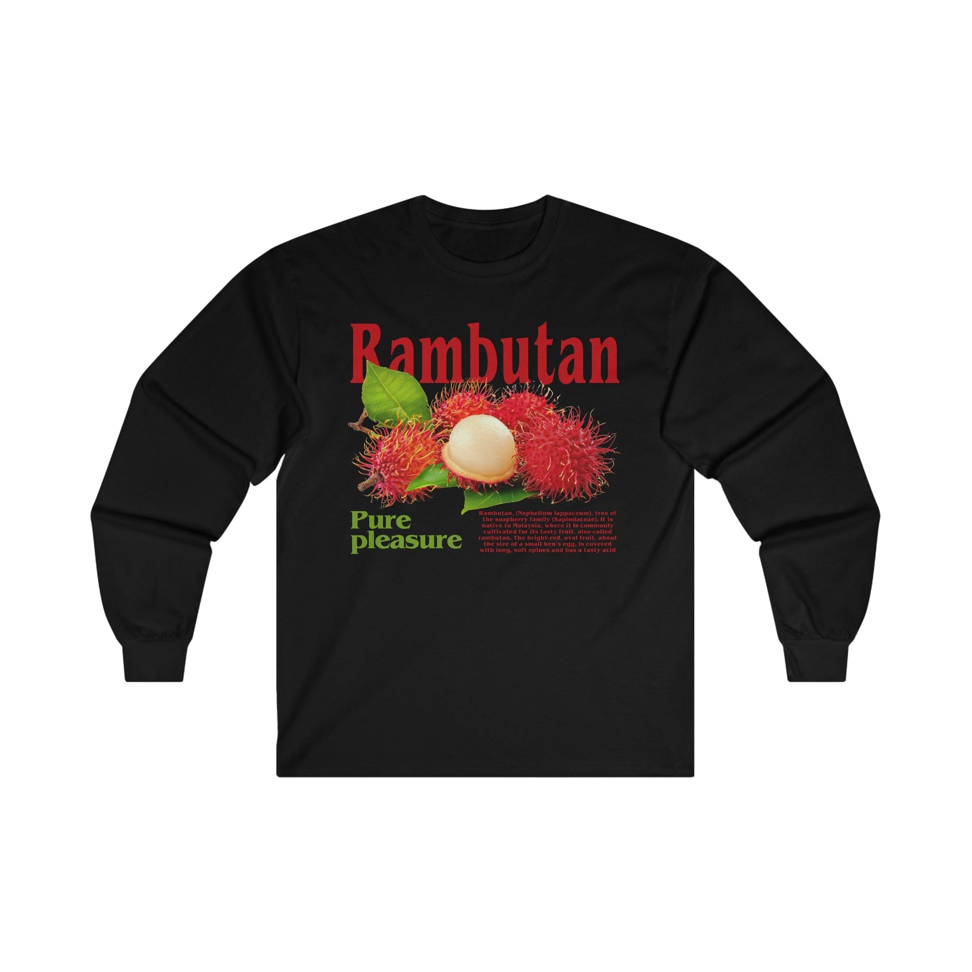 Rambutan Long Sleeve Graphic Tees Australia S / Black Graphic T-Shirt Australia -  Cool Graphic T-Shirts Online -  Rambutan Long Sleeve | Funny Long Sleeve T-Shirts Australia